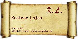 Kreiner Lajos névjegykártya